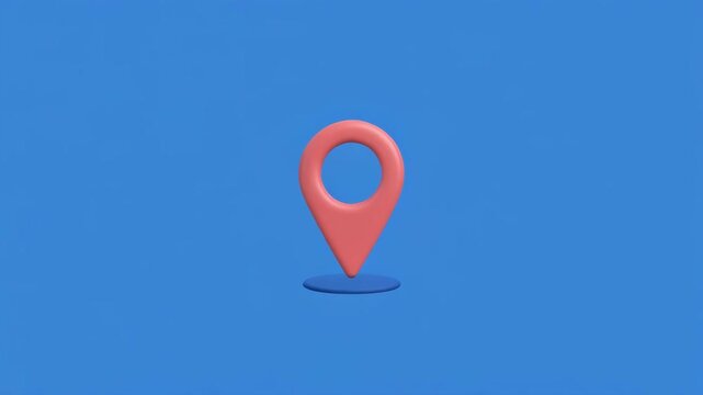 Animated location pins moving across a blue background with subtle parallax effect