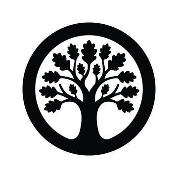 Oak Tree Circle Logo Minimal Vector Brand Identity