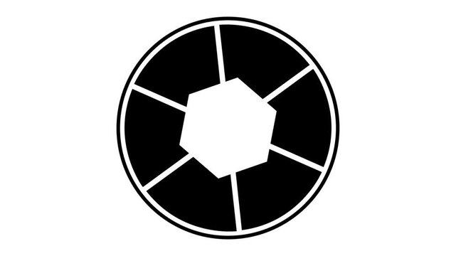 Abstract camera shutter aperture opening and closing animation