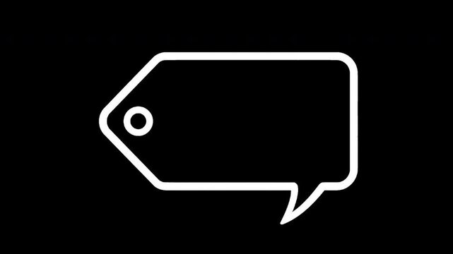 Price Tag Speech Bubble Outline Animation with Alpha Channel Green Screen Transparent Background Isolated Sale Label Overlay