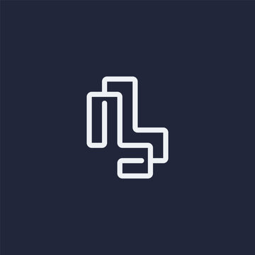 Double L monogram logo in continuous line monoline style.
