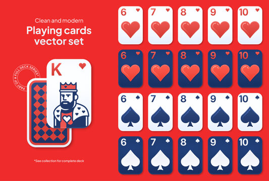 Clean and Modern Playing Cards Vector Set &ndash; Hearts & Spades &ndash; Casino, solitaire and card game App ui design2
