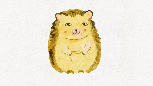 Watch the cute hedgehog come to life in soft watercolor strokes, step by step.
Perfect for tutorials, kids&rsquo; content