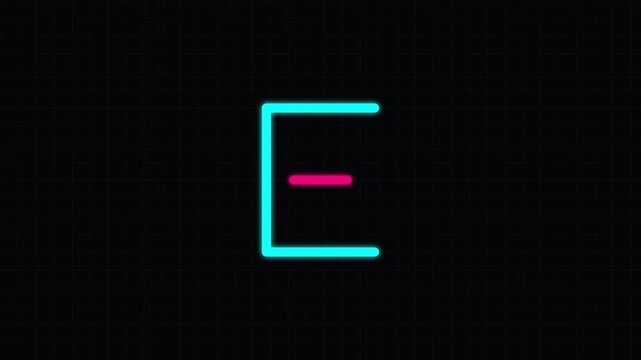 Abstract neon blue l-shaped corner frame line on dark grid shape glowing