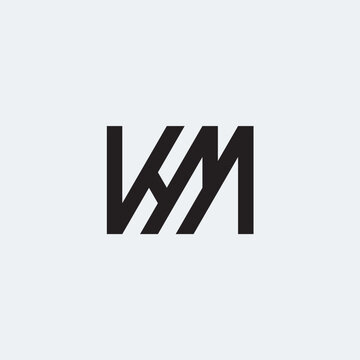 KM monogram typographic logo in black and white