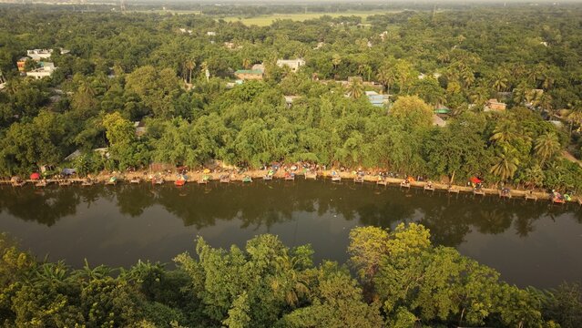 Aerial View of a Fishing Competition