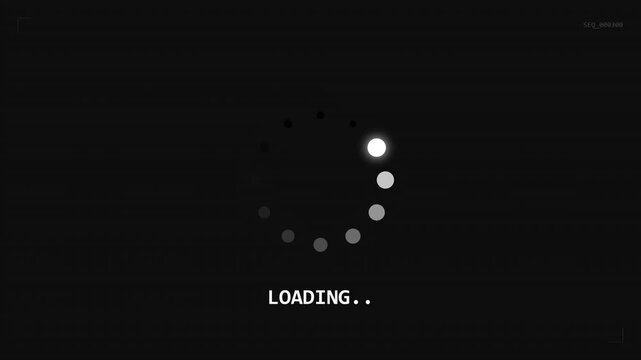 Circular loading indicator icon on a dark digital background circle progress