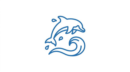 Playful dolphin jumping over stylized ocean wave. © Ahmad