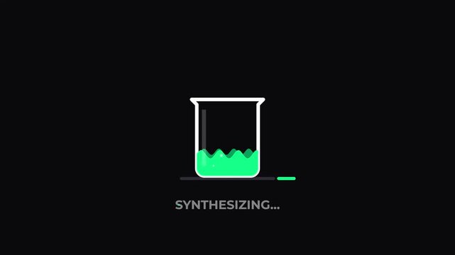 Scientific laboratory beaker with chemical reaction animation science chemistry