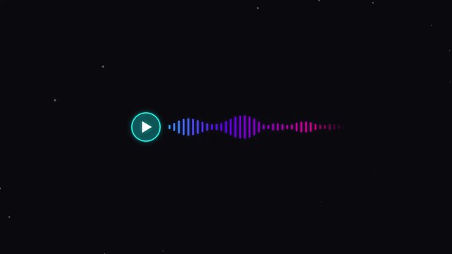 Abstract audio waveform visualization with play button interface sound music