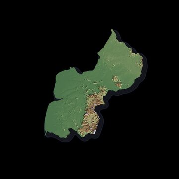 Guyana Rotating 3D Relief Map Seamless Loop, Alpha Channel 4K