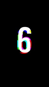 Vertical Animation of a Glitchy Digital from number 10 To 0 with Chromatic Aberration and RGB Distortion Video 4K