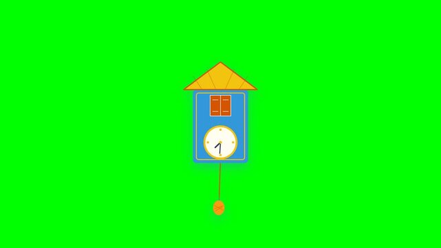 Simple Flat Illustration Featuring A Cute Animated Cuckoo Clock Design For Video Animation Projects