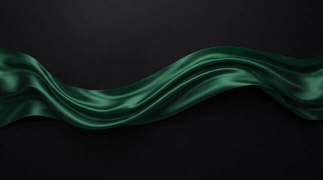 Fondo de presentaci&oacute;n oscuro de alta resoluci&oacute;n, superficie negra de obsidiana con sutil onda de seda verde esmeralda