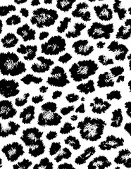 leopard animal skin seamless pattern, black and white cheetah texture textile, vector illustration  © anwar