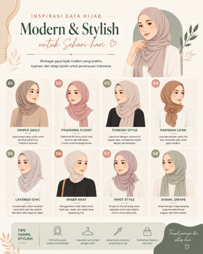 Kumpulan Inspirasi Gaya Hijab Modern dan Stylish untuk Sehari-hari Pilihan Tampilan Busana Muslimah Modis Mempesona Dalam Berbagai Aksen Cantik Penunjang Penuh Gaya Kekinian