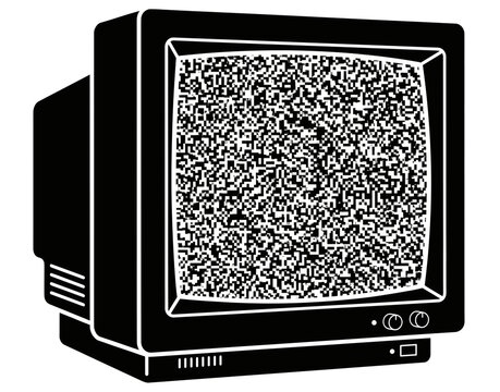Retro television set displaying static interference a nostalgic visual representation of analogue broadcast signal disruption and the absence of received transmission evoking a dated technological aes