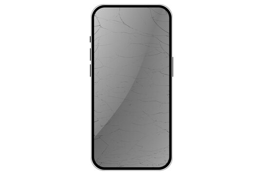 phone on a transparent background in PNG format with a broken glass effect