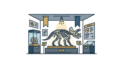 Triceratops Skeleton Display in Museum Exhibit. © Darmadi