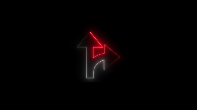 Red and White Neon Arrows Showing Directional Options on Black Background light choice