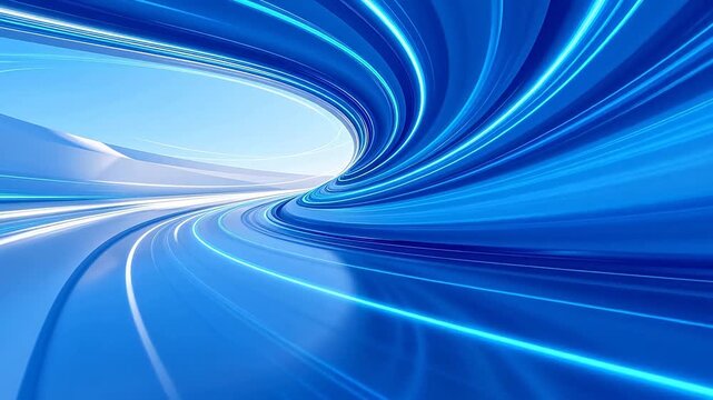 Abstract blue and white curved lines