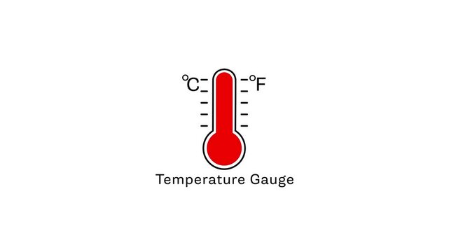 Minimalist temperature gauge animation with celsius and fahrenheit scales for weather and climate data visualization