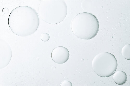 Clean Water Bubbles And Oil Drops For Cosmetic Background