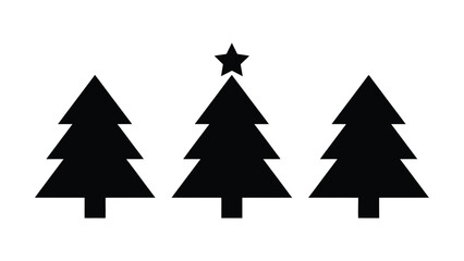 Fototapeta premium Three simple Christmas trees with star top graphic illustration design