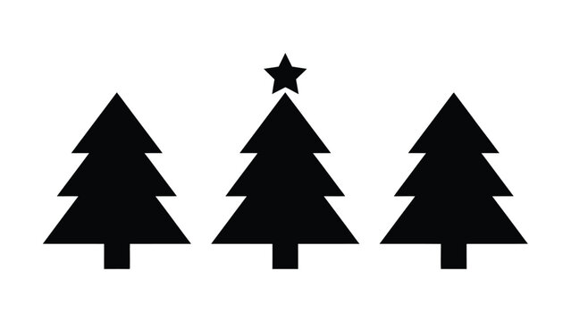 Three simple Christmas trees with star top graphic illustration design