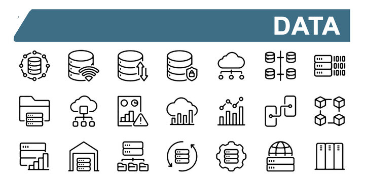 Data Driven line icons in editable stroke style.