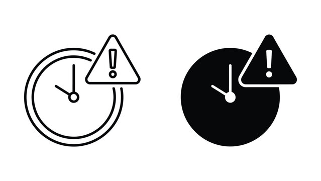 Warning clock icons with transparent background for alert notifications