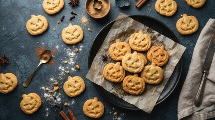 Naklejka premium Halloween Pumpkin Cookies
