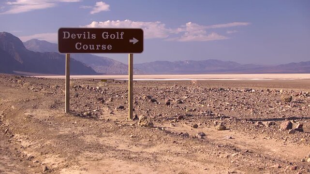 Devils golf course sign in Death Valley CA