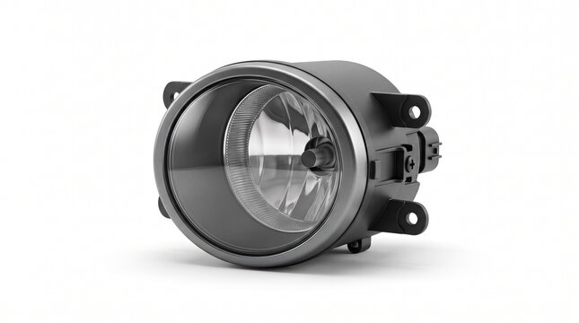 Car fog lamp on white background. Automotive headlight spare part for vehicle repair.