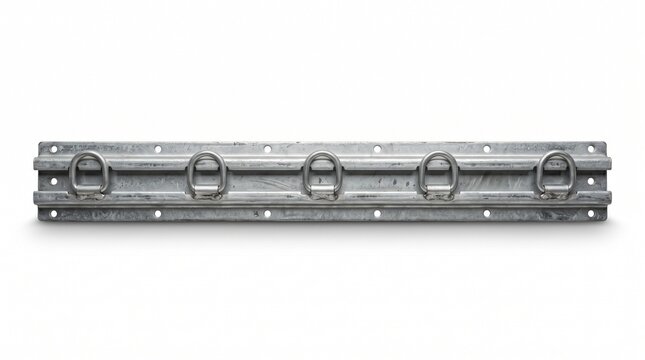 Metal cargo tie-down rail. Heavy duty lashing track for securing loads in transport vehicles.