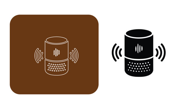 Icon set showing a smartphone and a smart speaker representing wireless connectivity and home automation technology concepts