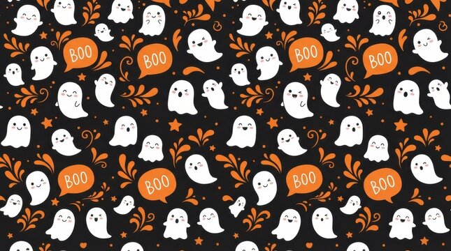 Boo Ghost Seamless Pattern