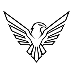 Fototapeta premium Minimalist eagle logo icon with spread wings for a modern brand design