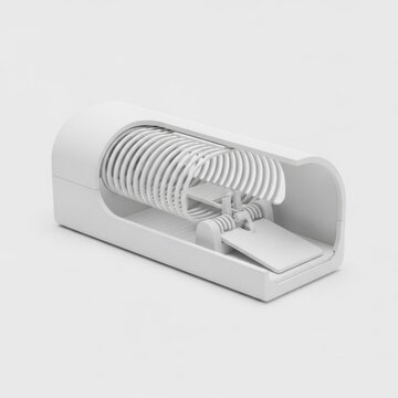 White minimalist humane rodent trap design on white background