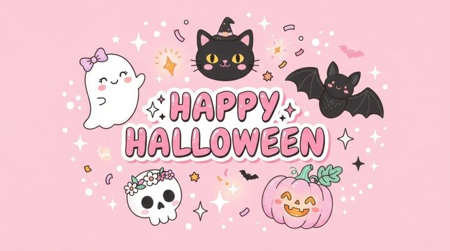 Kawaii Halloween Greeting Banner