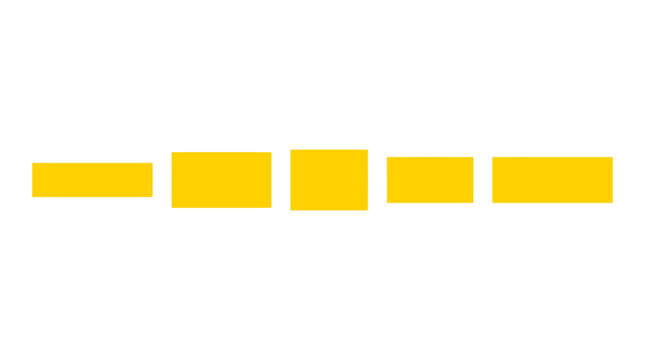 Yellow horizontal bar chart graphic element isolated on white background, minimalist abstract sound wave illustration icon