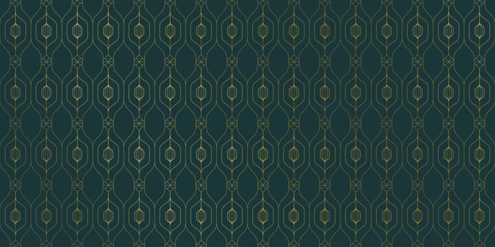 Luxury art deco seamless pattern background vector. Abstract elegant art nouveau with golden geometric line vintage decorative minimalist. Design for wallpaper, banner, card.