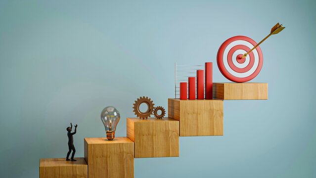 Business growth concept with target success and career development strategy