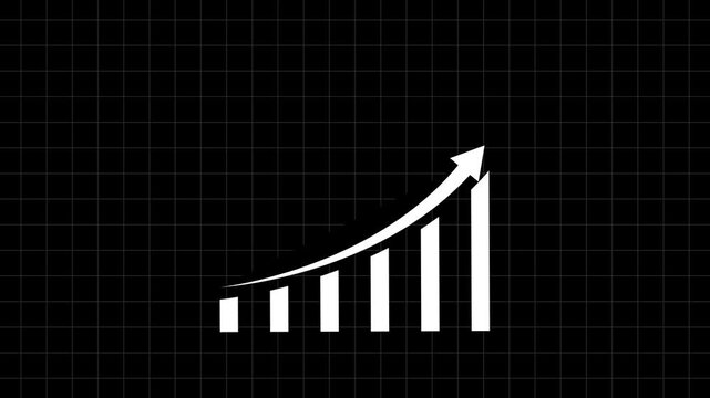 Exponential Financial Growth Bar Chart with Curved Upward Arrow Motion Graphic animation...