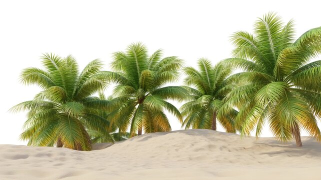Lush green palm trees on a sandy beach perfect for a relaxing summer bank holiday vacation getaway