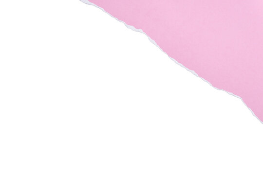 Pastel Pink Torn Paper Diagonal Corner Border on Transparent Background
