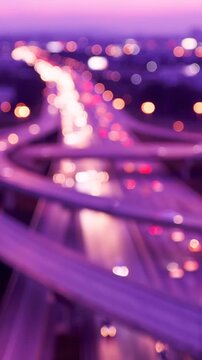 A Blurred Evening Scene of a Busy Highway with Colorful Lights and Motion, Capturing the Energy of Urban Life in a Dynamic Atmosphere