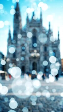 A Dreamy Vision of a Majestic Cathedral Surrounded by Blurred Beauty, Capturing the Essence of Architectural Grandeur and Ethereal Charm