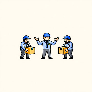 Central Coordinator Directing Workers Carrying Geometric Packages
