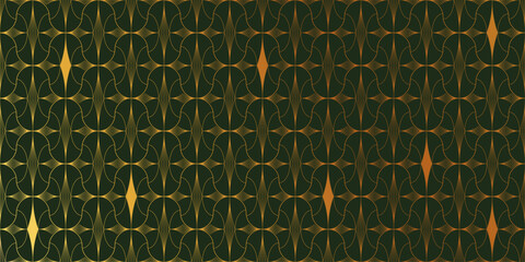 Plakat Luxury art deco seamless pattern background vector. Abstract elegant art nouveau with golden geometric line vintage decorative minimalist. Design for wallpaper, banner, card.